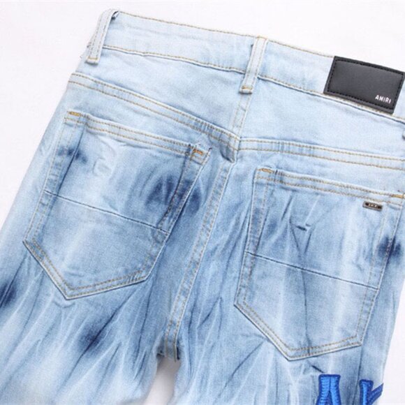 Amiri Black Inkjet Blue Distressed Jeans - Picture 5 of 9